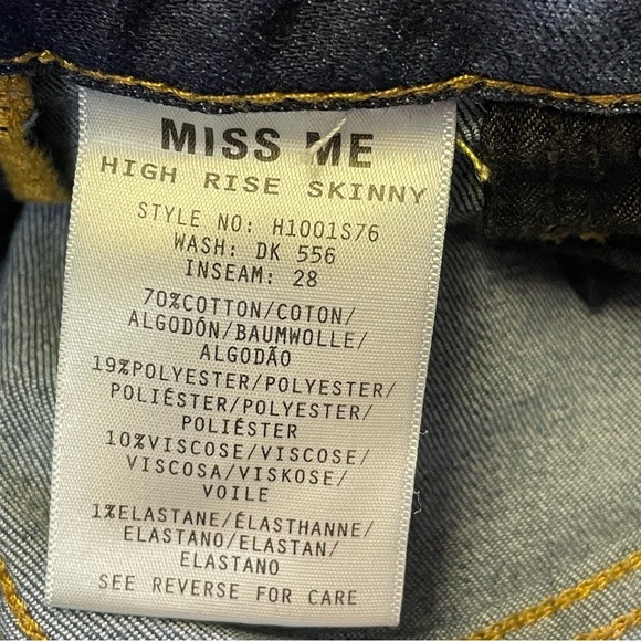 MISS ME Jeans Womens 26x28 High Rise Skinny Plain Pockets Stretch Split Hem - Picture 9 of 10